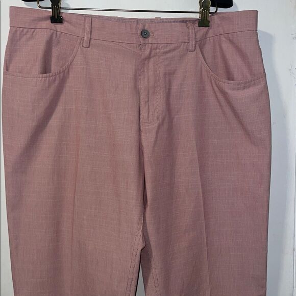 ASHWORTH Red and White Microstripe Flatfront Cotton Blend Golf Pants-38 - Picture 2 of 11